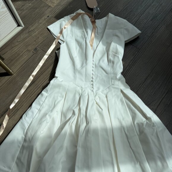 MESHKI Keely Cotton Cap Sleeve Mini Dress - White - Small - Picture 5 of 12